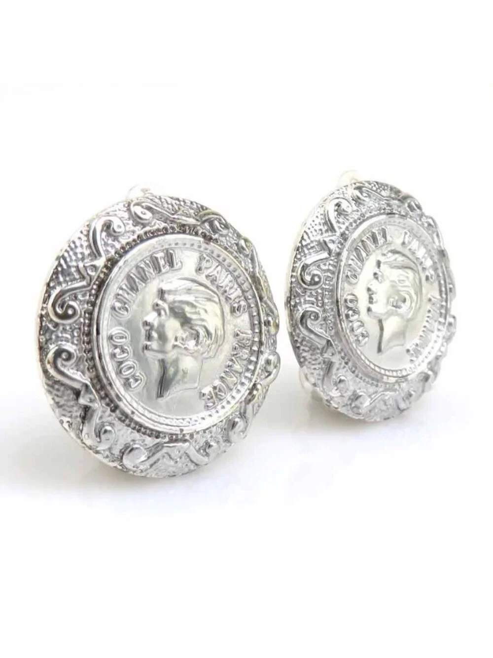 Chanel Earrings Mademoiselle Silver